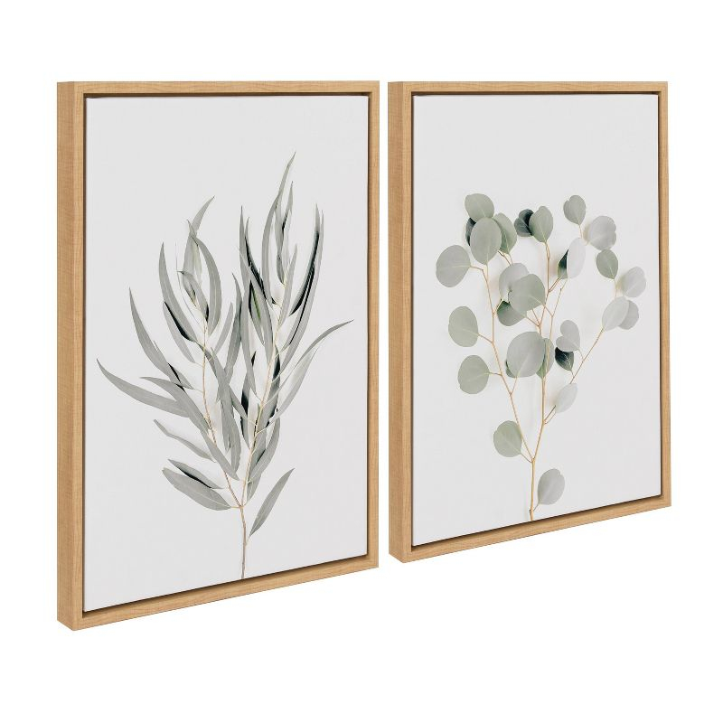 (Set of 2) 18" x 24" Sylvie Neutral Botanical 1 and 2 Framed Canvas Set Natural - Kate & Laurel All Things Decor: Modern Vertical Wall Art
