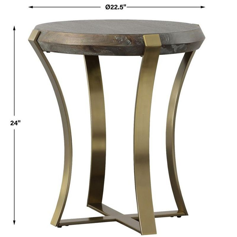 Uttermost Unite Brass Leg Wood Side Table
