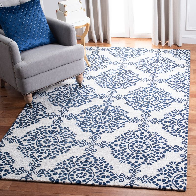 Micro-Loop MLP647 Hand Tufted Area Rug - Ivory/Blue - 4'x6' - Safavieh.