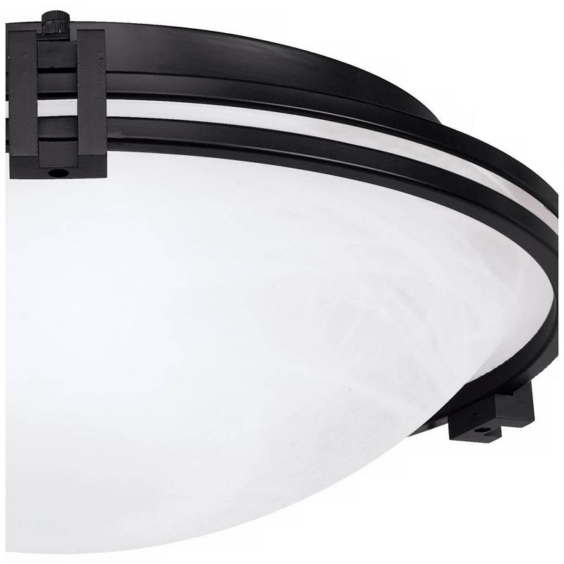 Possini Euro Design Modern Ceiling Light Flush Mount Fixture 16 3/4" Wide Oil Rubbed Bronze 3-Light Marbleized Glass Bowl for Bedroom Kitchen Hallway