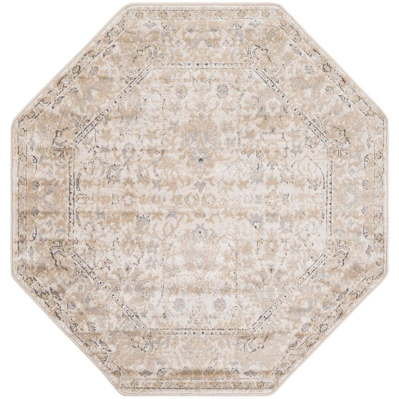 Unique Loom Portland Collection Area Rug - Central (5' 3" Octagon Ivory/Gray)