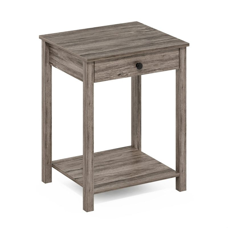 Furinno Mid-Century Sofa Side End Table W/Drawer & Open Storage Shelf,Rustic Oak