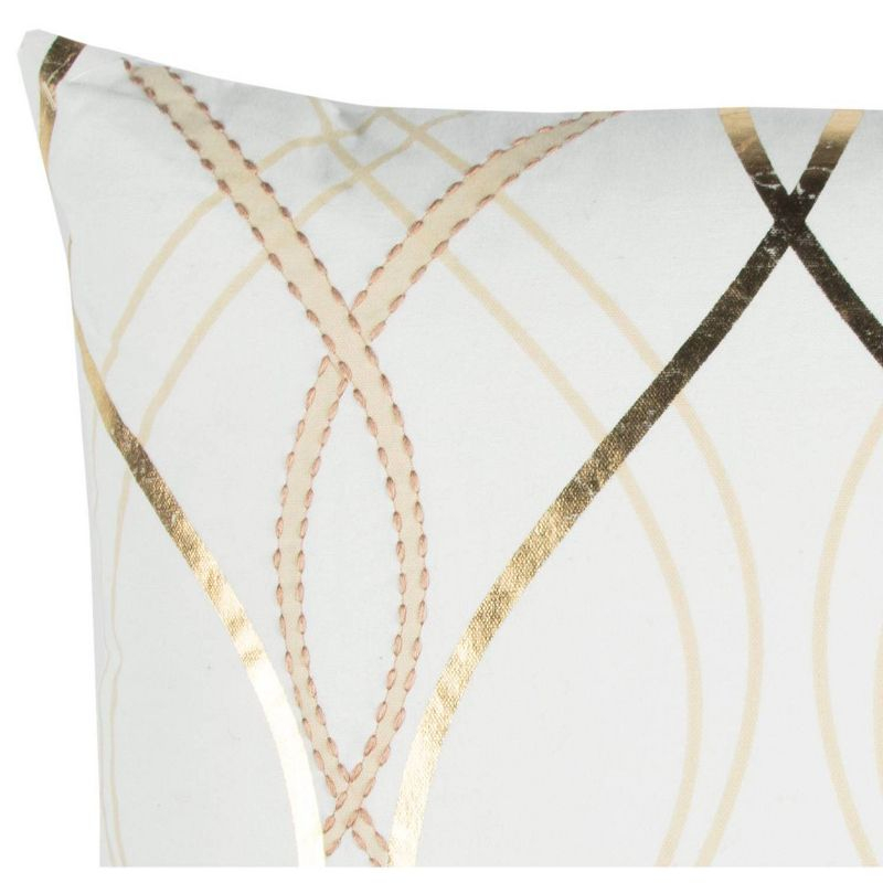 20"x20" Cotton Throw Pillow White - Rizzy Home: Geometric, Zipper Closure, Indoor Canvas