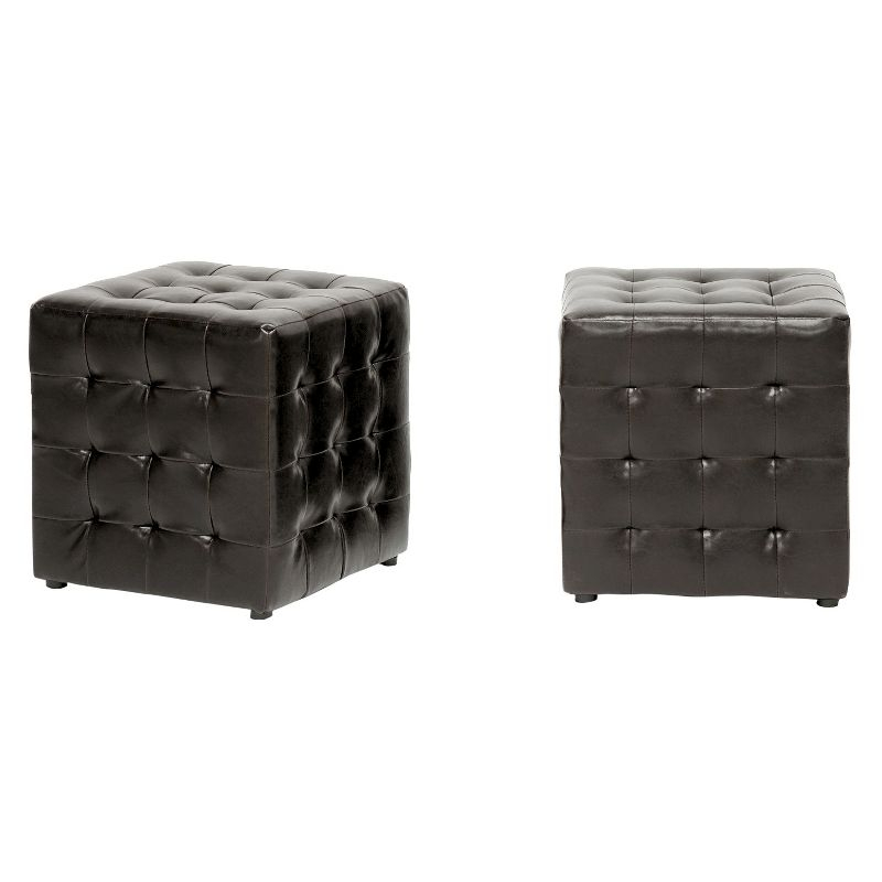 Set of 2 Siskal Modern Cube Ottoman Dark Brown - Baxton Studio
