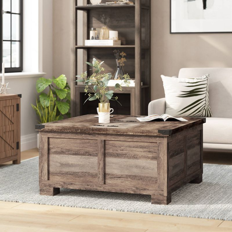Taylor & Logan Willard Modern Farmhouse Coffee Table: Lift-Top, Engineered Wood, Lockable Hinges