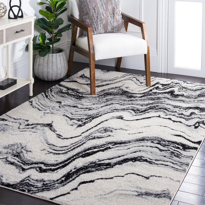 Tulum TUL274 Power Loomed Area Rug - Ivory/Black - 6'7"x6'7" - Safavieh.