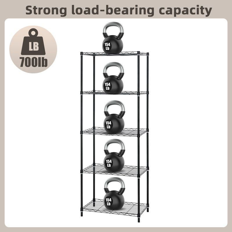 HONEIER 5-Tier Heavy Duty Storage Rack Shelving Unit Black