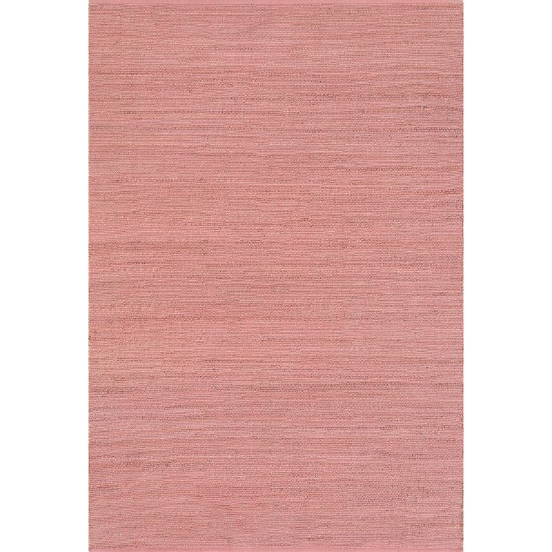 Nuloom 4x6 Elfriede Jute & Cotton Hand Woven Indoor Area Rug, Pink, Solid Rustic Farmhouse Style Natural Fiber Bedroom, Living Room,