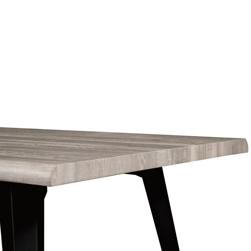 LeisureMod Ravenna Single Modern 63" Rectangular Dining Table with Wavy Edge Wood Top and Metal Legs