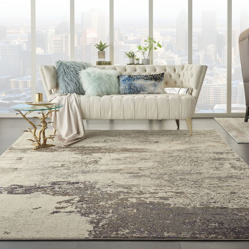Nourison Celestial CES02 6'7" x 9'7" Ivory/Grey Area Rug