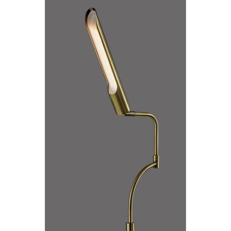 Adesso Zane Floor Lamp (Includes LED Light Bulb) with Smart Switch Antique Brass: ETL Listed, Adjustable Shade, Energy-Efficient