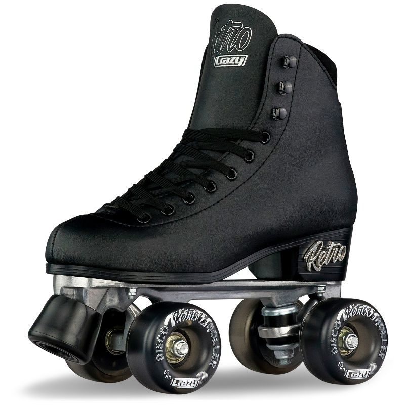 Crazy Skates Black Retro Roller Skates - Classic Style Quad Skates For Women And Girls - 6