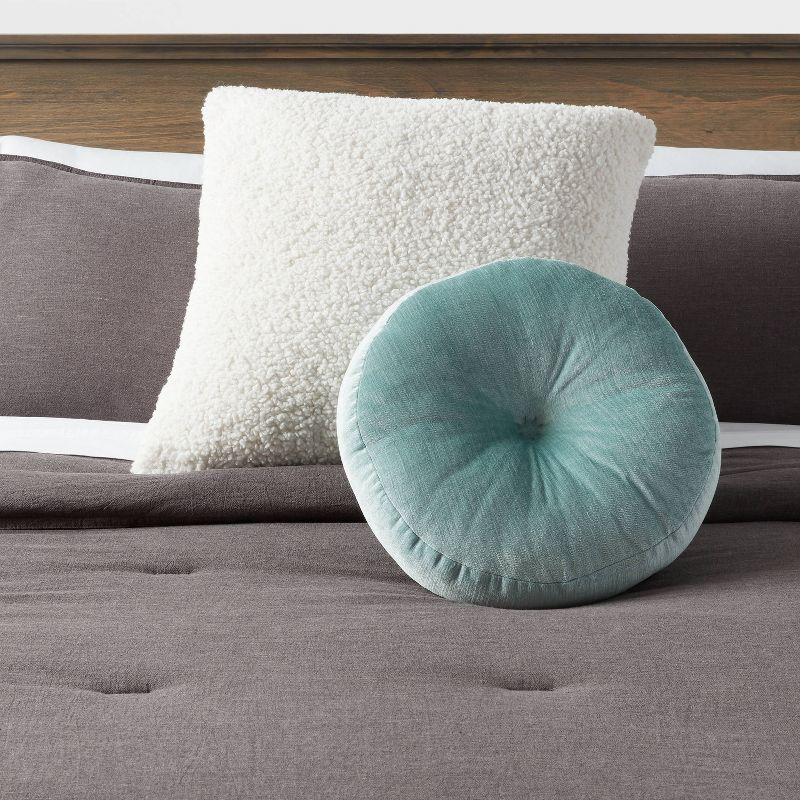 Euro Traditional Cozy Faux Shearling Fur Decorative Throw Pillow Cream - Threshold™: Indoor Square Cushion, OEKO-TEX Certified