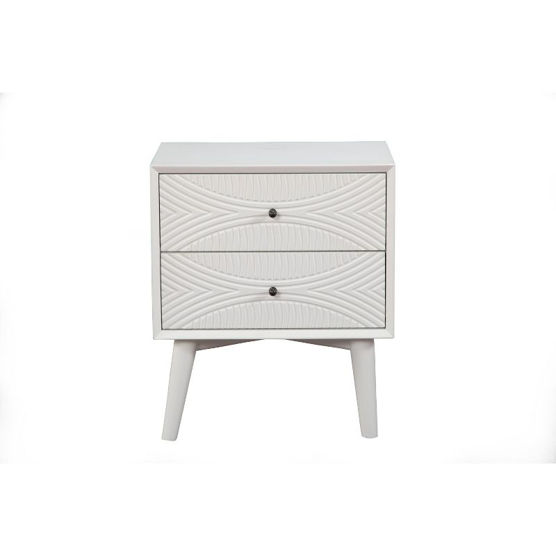 Alpine Furniture Tranquility 2 Drawer Nightstand, 22" W X 16" D X 26" H, white