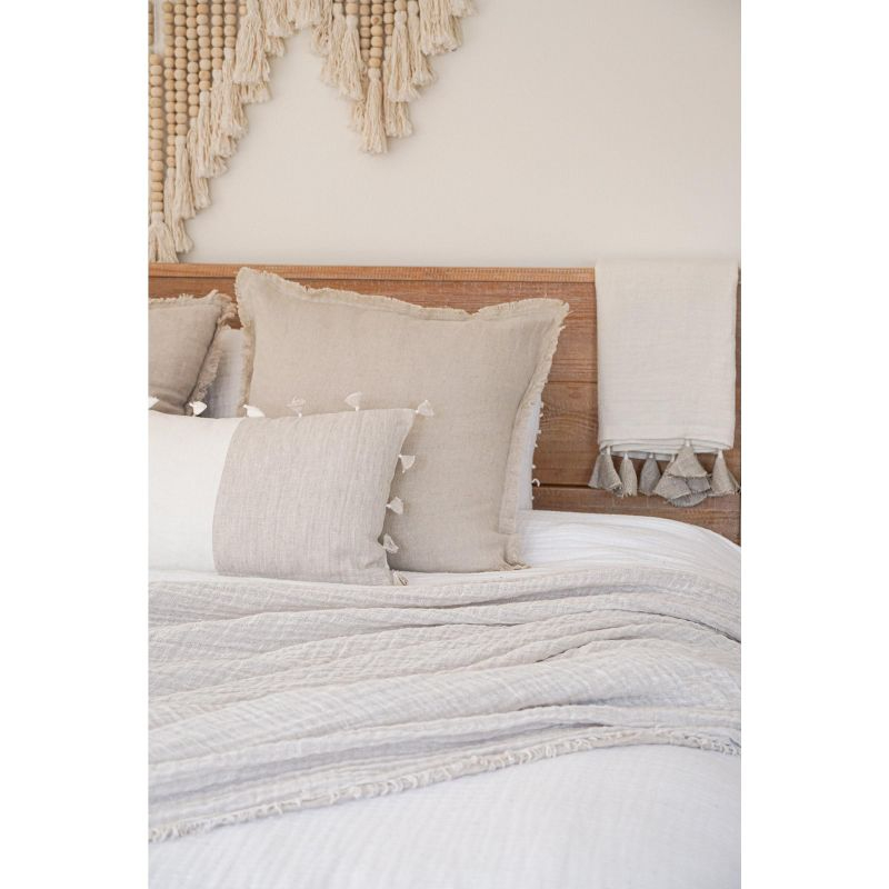 Natural Beige Fringe So Soft Linen Pillows 20x20 Pillow Cover Only