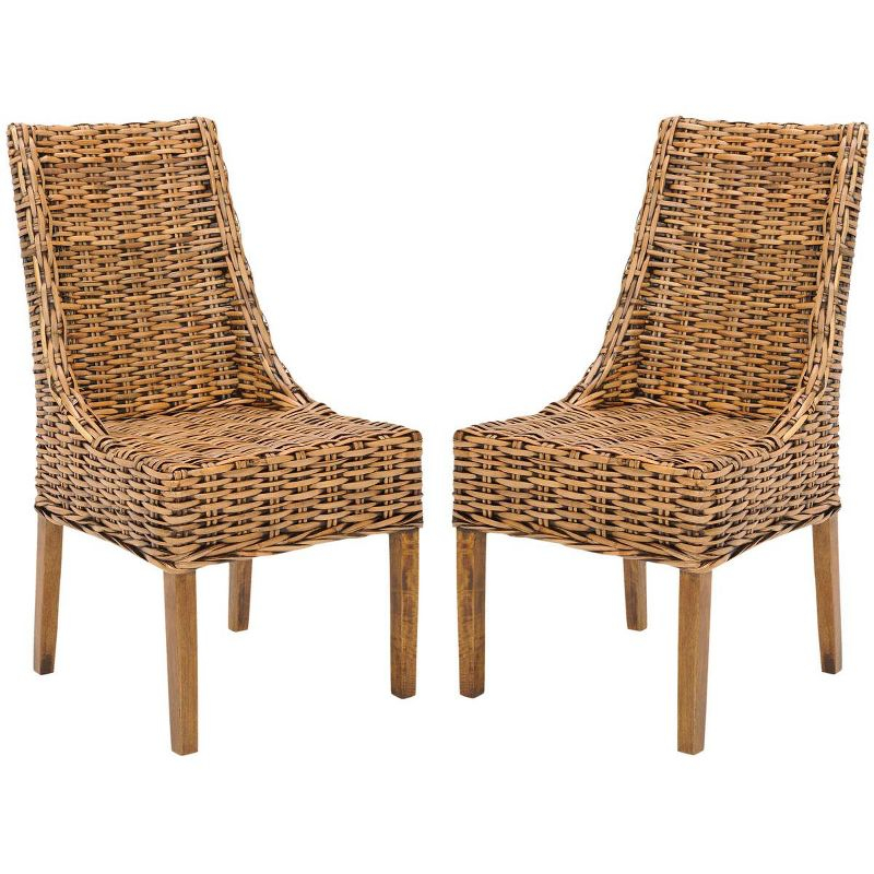 Suncoast 18''H Rattan Arm Chair (Set Of 2) - Brown/Teak Brown - Safavieh