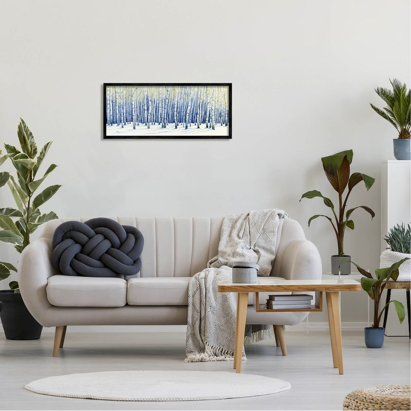 Stupell Industries Looming Winter Birch Trees Framed Giclee Art, 13 x 30