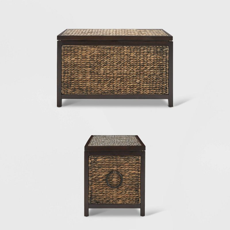 ClickDecor Wilson Storage Trunk Rustic Wicker Black: Farmhouse Style, No Assembly, Anti-Tip Hardware, 18x30x16"