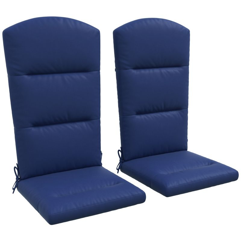 Outsunny Adirondack Chair Cushions, Outdoor Chair Cushions with Seat Cushion, Back Cushion and Ties, Water Repellent Replacement Patio Seat Pads, Blue