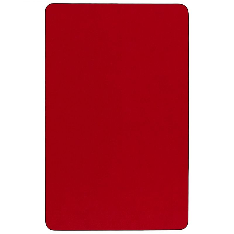 Flash Furniture 24''W x 48''L Rectangular Red Thermal Laminate Activity Table - Height Adjustable Short Legs