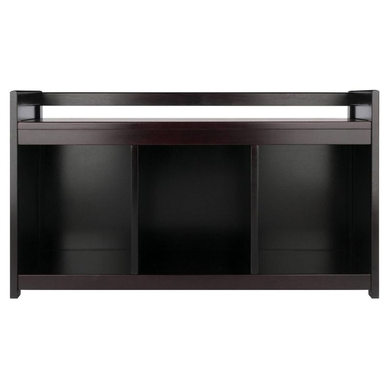 Addison Storage Bench with 3 Section - Dark Espresso - Winsome: Entryway Organizer, Bedroom Faux Leather Ottoman
