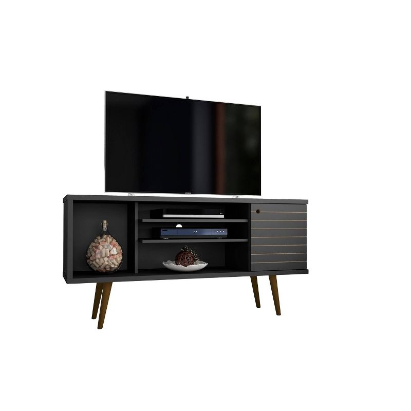 53.14" Liberty TV Stand for TVs up to 50" Black - Manhattan Comfort: Mid-Century Modern Media Console