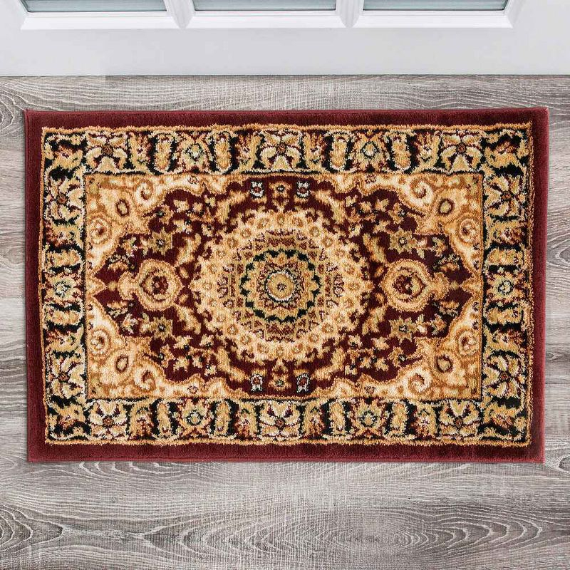 World Rug Gallery Traditional Oriental Medallion Area Rug - Burgundy 2' x 3'