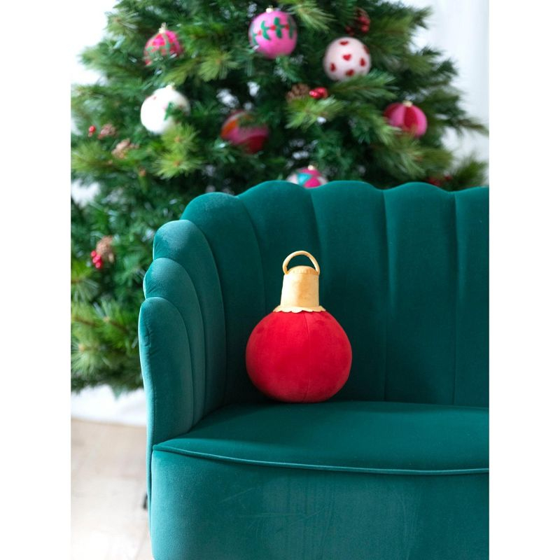 Shiraleah Red Christmas Ornament Bauble Pillow, Small
