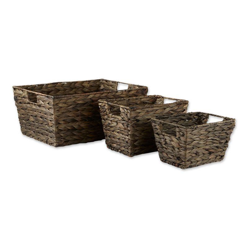 Design Imports Set of 3 Hyacinth Baskets Gray Wash