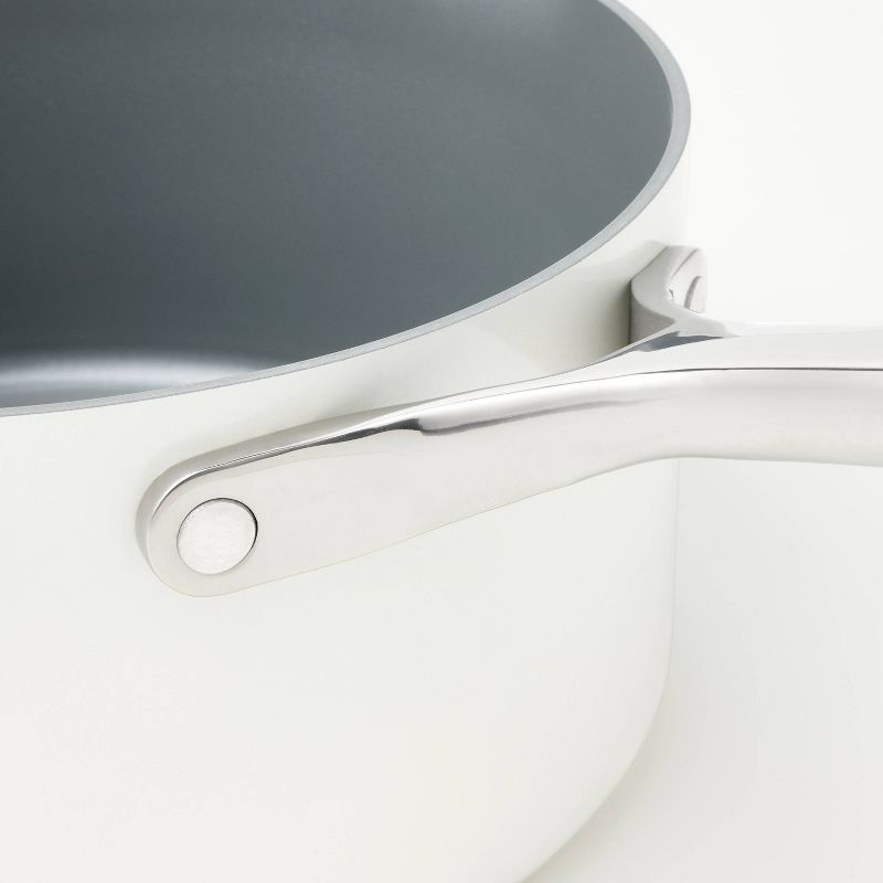 3qt Nonstick Ceramic Coated Aluminum Sauce Pan Cream - Figmint™