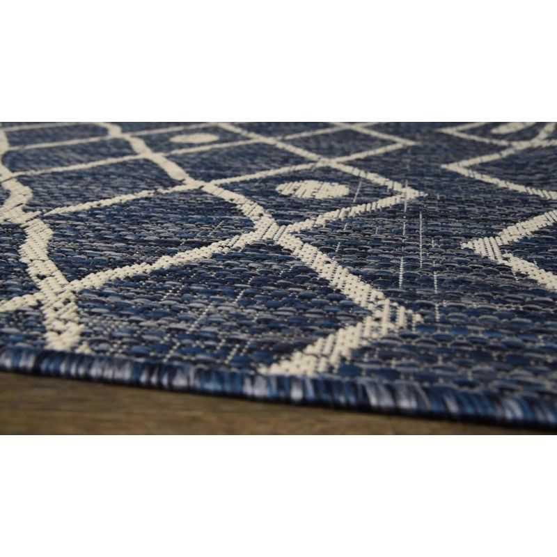 2'x10' Nokat Modern Bohemian Styled Indoor/Outdoor Runner Rug, Ivory/Black - JONATHAN Y