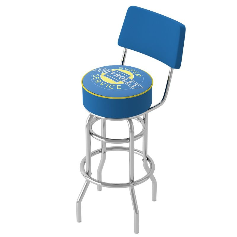 Trademark Global Chevy Super Service Swivel Upholstered Counter Stool with Metal Frame