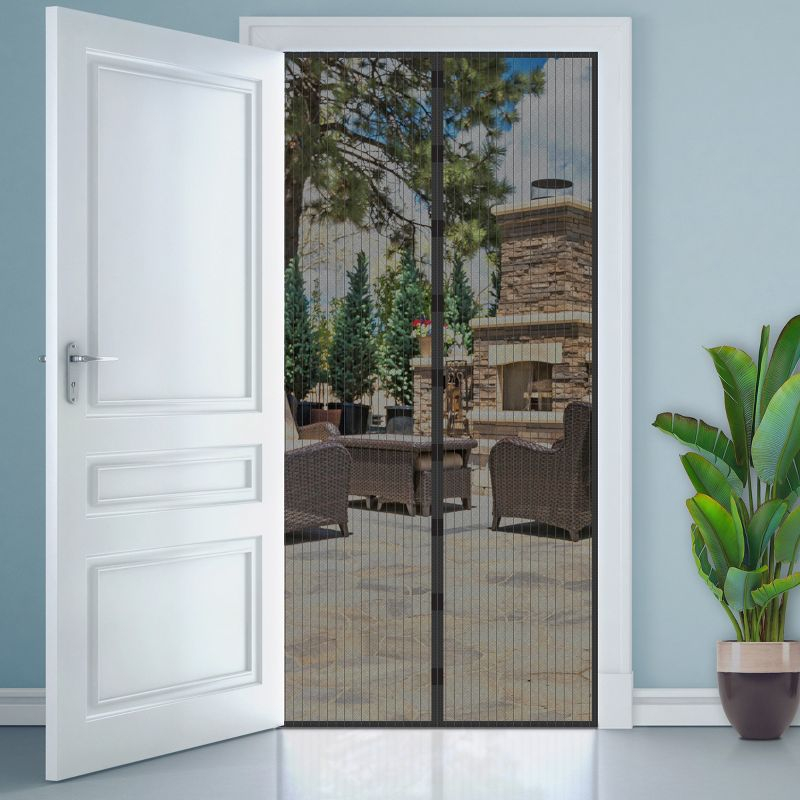 Hastings Home 38" Magnetic Screen Door for French Doors or Sliding Glass Doors - Full Frame Velcro, Black