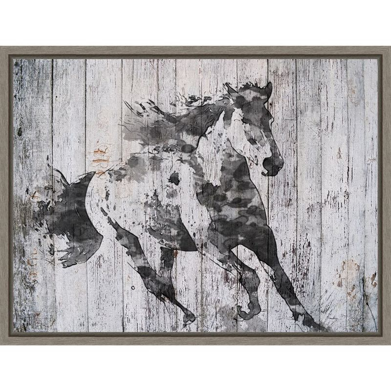 Amanti Art Running Black Horse by Irena Orlov Canvas Wall Art Print Framed 24 x 18-in.