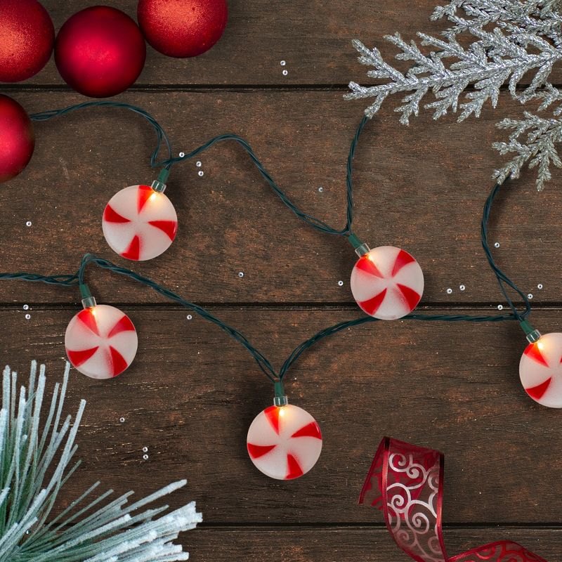 Northlight Seasonal 10-Count Peppermint Shaped Christmas Light Set 6ft Green Wire