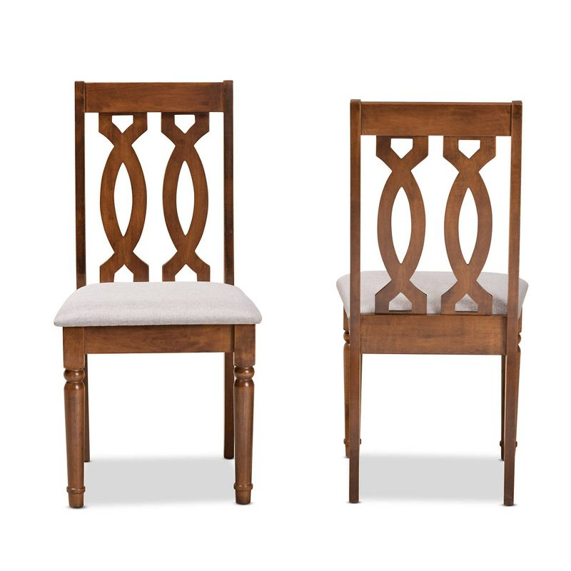 Baxton Studio 2pc Cherese Fabric Upholstered and Wood Dining Chair Set Gray/Brown: Polyester, Spot Clean, Armless Design