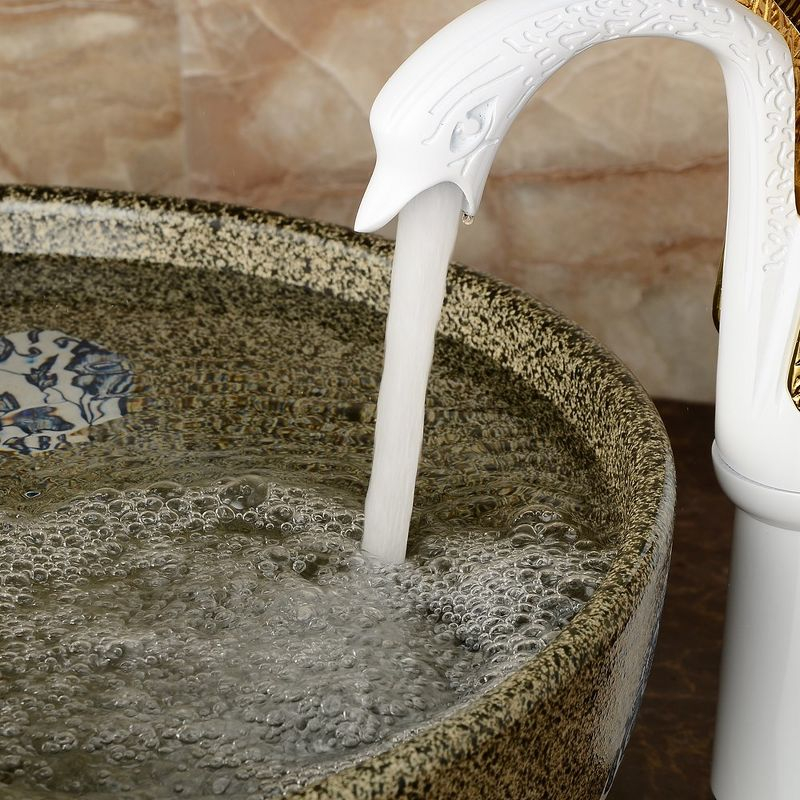 BWE Single Handle Vessel Sink Faucet with Pop-Up Drain in Gold