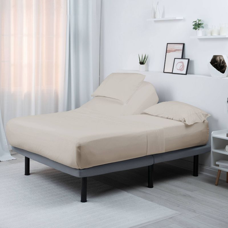 Bedgear Split Head Queen Hyper Cotton Sheet Set Medium Beige: Rayon Bamboo Blend, Moisture-Wicking, Climate Control Treatment