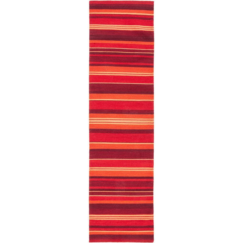 Striped Kilim STK601 Hand Loomed Indoor Runner Rug - Red - 2'3"x9' - Safavieh