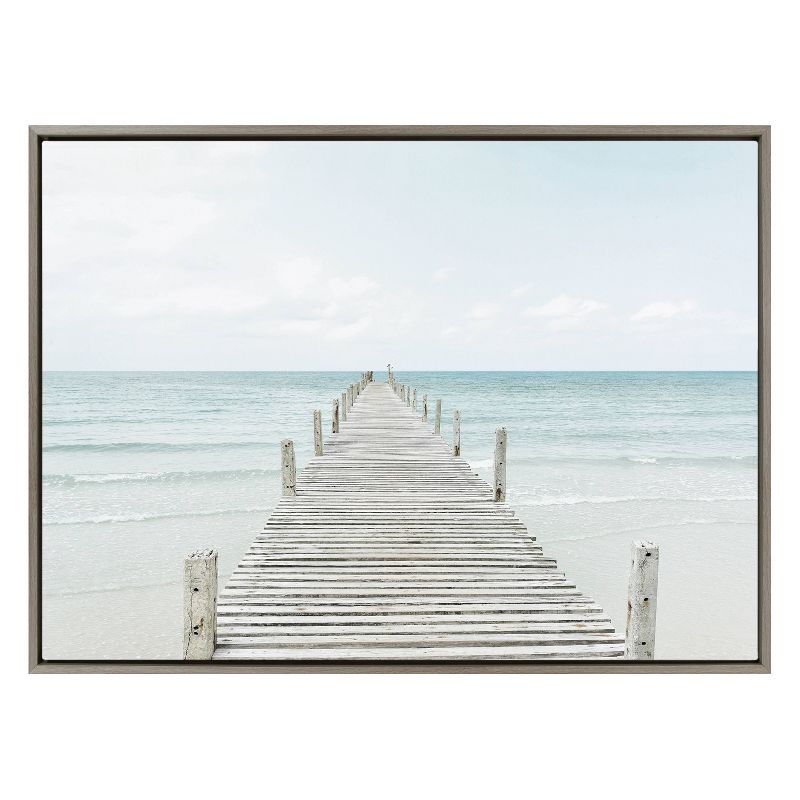 31.5" x 41.5" Sylvie Wooden Pier on Beach Framed Canvas by Amy Peterson Gray - Kate & Laurel All Things Decor