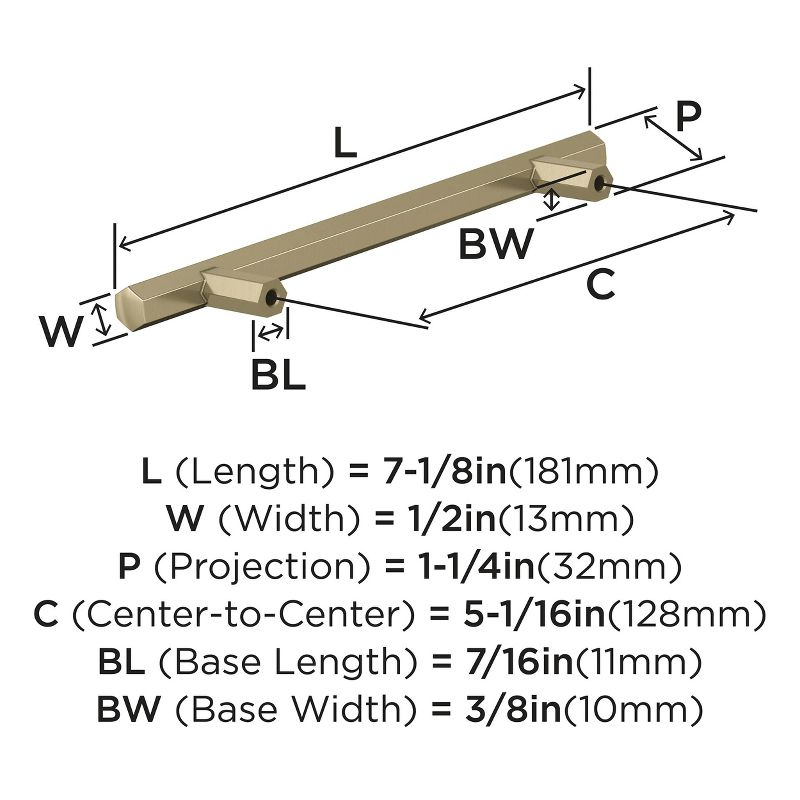 Amerock Caliber 5-1/16 inch (128mm) Center-to-Center Golden Champagne Cabinet Pull