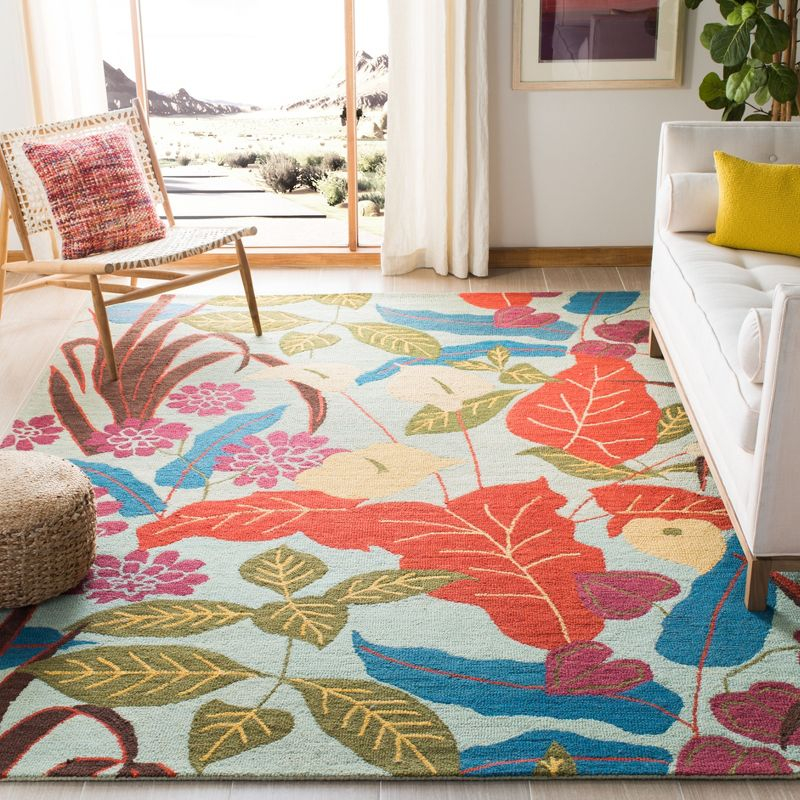 Blossom BLM674 Hand Hooked Area Rug - Blue/Multi - 8'x10' - Safavieh.