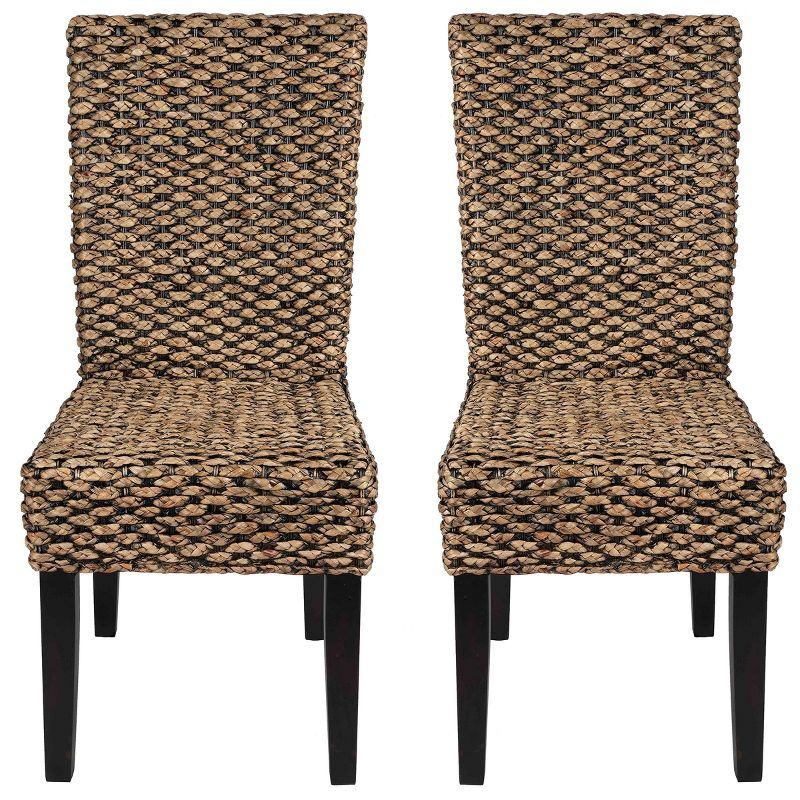 2pc Water Hyacinth Parson Chairs Natural/Black - Stylecraft