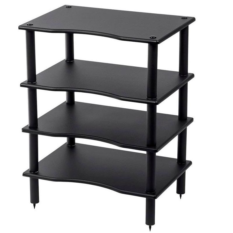 Monolith 4 Tier/Shelf Audio Stand - Black | Open Air Storage, Modular Design, Sturdy, Compatible With Bose, Polk, Sony, Yamaha, Pioneer and others