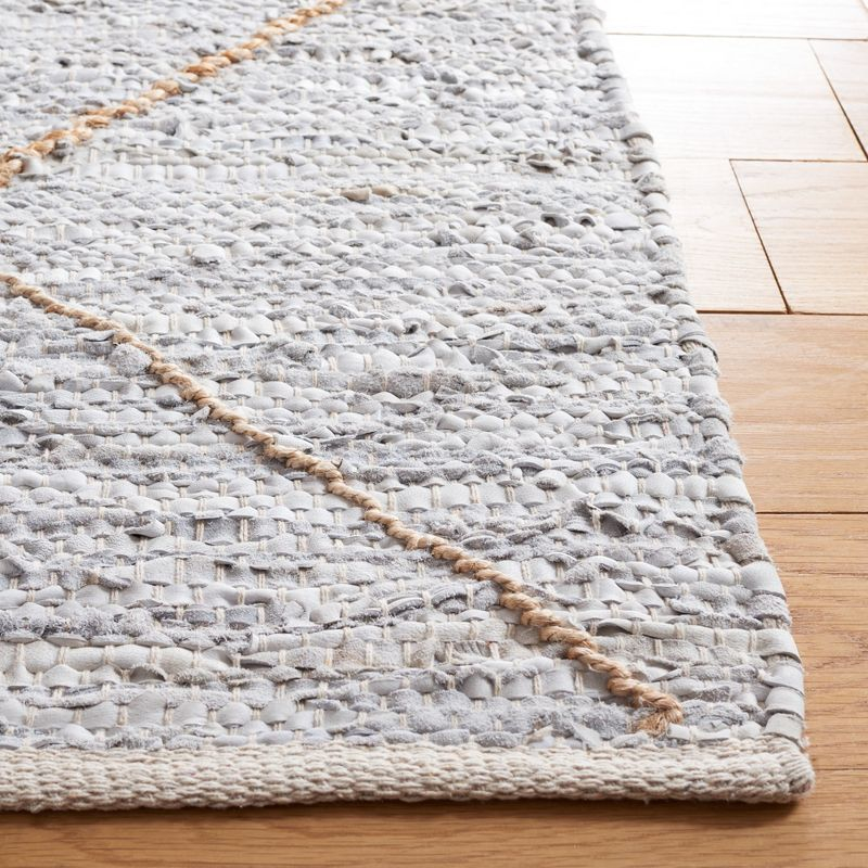 Vintage Leather VTL803 Hand Woven Area Rug - Light Grey/Natural - 5'x8' - Safavieh.