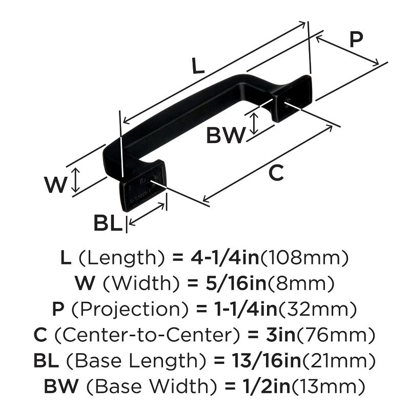 Amerock Westerly 3 inch (76mm) Center-to-Center Black Bronze Cabinet Pull