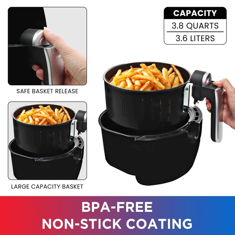 Total Chef 3.8qt Electric Air Fryer with 7 Cooking Presets Digital Touch Controls