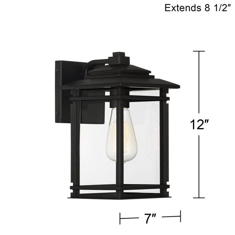 John Timberland North House Mission Outdoor Wall Light Fixture Matte Black Metal 12" Clear Glass Panels for Post Exterior Barn Deck House Porch Yard