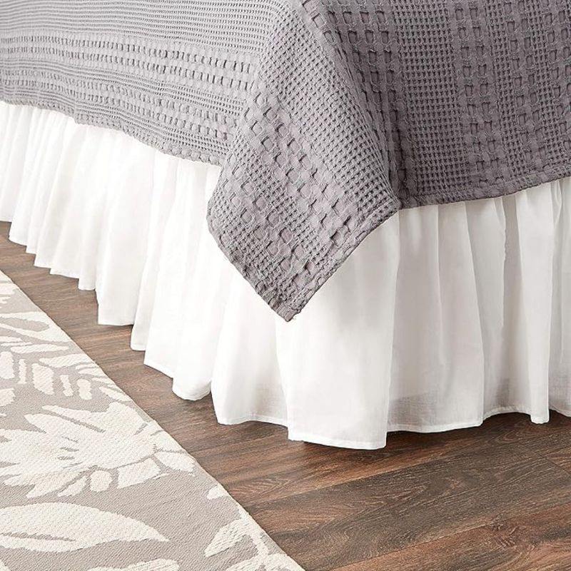 Greenland Home Fashions 1107FBSF Cotton Voile White Twin Bed Skirt 15"