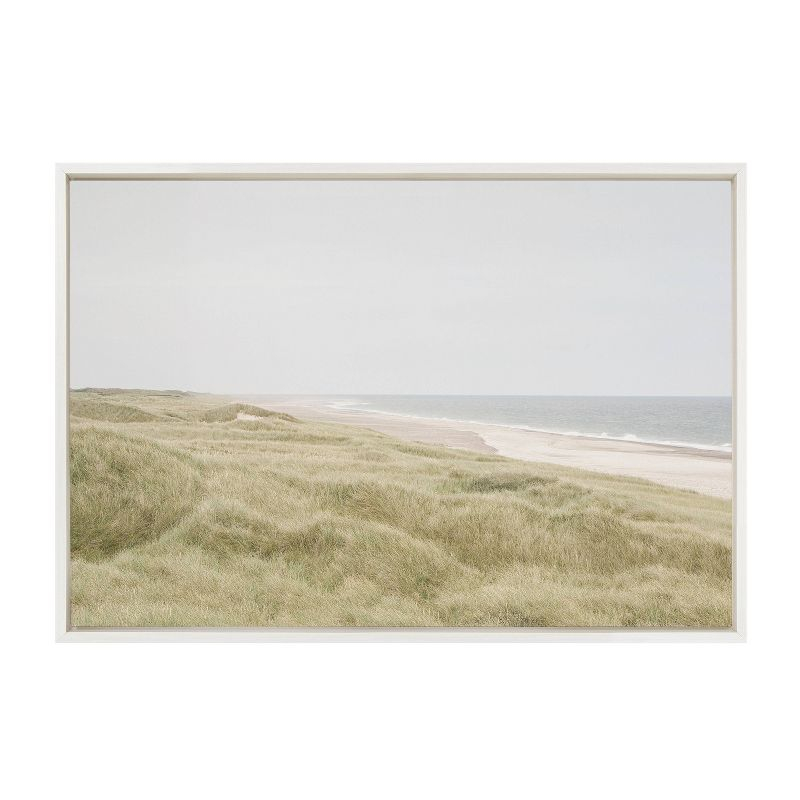 23" x 33" Sylvie Peaceful Coastal Landscape Framed Canvas by Creative Bunch White - Kate & Laurel All Things Decor: Serene Beach Wall Art